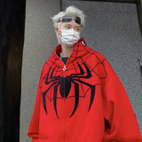 Advbridge Men Y2K Spider Hooded Coat Mens Autumn Embroidery Casual Jacket 320gsm Male Zip Up Sweatshirt Hip Hop Streetwear Oversize Coats
