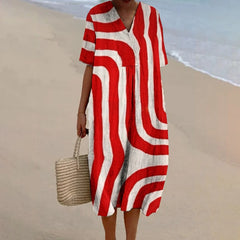 ADVBRIDGE  -  Casual Loose Holiday Beach Party Pullover Dress Vintage Fashion Bohemian Dress Summer Chic Linen Dress Women High Quality