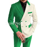 Advbridge Elegant Black White Men Suit Slim Fit Peak Lapel Double Breasted 2 Piece Formal Groom Wedding Tuxedos Blazer+Pants Costume Homme