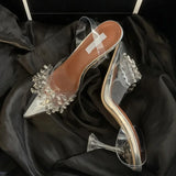 ADVBRIDGE  -  Spring Butterfly-knot Crystal Women Pumps PVC Transparent Heels Elegant Pointed Toe Party Prom Mules Shoes Zapatos Mujer