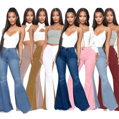 Advbridge White Flare Jeans for Women 2024 Spring Summer Slim High Waist Stretch Skinny Boot-cut Denim Pants Woman Pink Bell Bottom Jeans