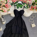 ADVBRIDGE  -  Women's Spaghetti Strap Dress Female Irregular White Chiffon Party Slip Dresses Summer Fashion Sleeveless Dresses