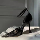 Advbridge - Summer Luxury Women's Shoes, Sexy High Heels, Pointed Shallow Mouth Tie Sandals, Mesh Metal Decoration Party Ladies Heels