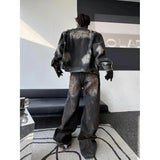 Advbridge Streetwear Men and Women Baggy Jeans Retro Distressed Ripped Jeans Hip Hop Punk Tie Dye Wide Leg Pants Casual Y2k Denim Trousers