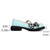 Advbridge Blue Pink White Lolita Style Sweet Girls Student Mary Jane Shoes Women Round Toe Platform Plaid Bow JK Uniform Flats Loafers 42