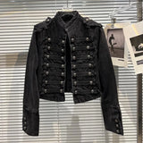 Advbridge Womens Slim Metal Rib Button Design Denim Top Short Style Fashion Outer Washed Jacket Women'S Clothing Spring Autumn New