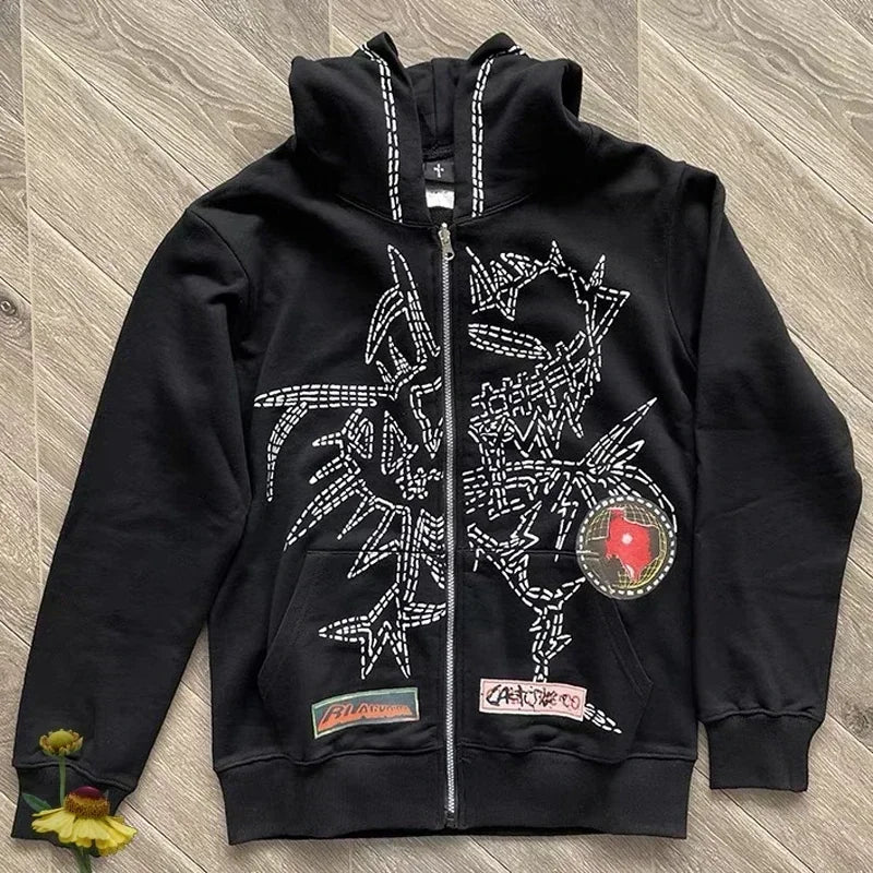 Advbridge Fashion Streetwear Cactus Jack Hoodies Graffiti Printing Sweatshirts High Street Hip Hop  Pullover