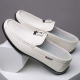 ADVBRIDGE  -  Casual Leather Shoes for Men Spring\summer Hollowed Out New Leather Men's Set Shoe Light Soft Flat Bottomed Mens Leather Shoes