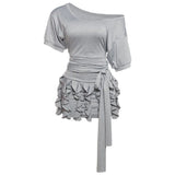 ADVBRIDGE  -  Girls 90S Short Sleeves Dress Women Summer Ruffle Mini Dress Sexy Pleated Short Dress Casual Party Dress Vestidos Y2K Streetwear