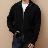 Advbridge Autumn Clothing Men's Luxury Knitted Stand Collar Cardigan Casual Streetwear Solid Color Long Sleeve Knitwear Retro Jacket M-2XL