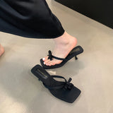 ADVBRIDGE  -  5cm Low Heeled Shoes Woman Slippers Black Bow Flip Flops Ladies Sandals New Arrival Pink Summer High Heels Sandale Femme