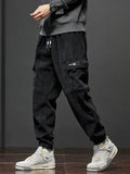Advbridge Spring Autumn New Style Elastic Waist Casual Pants for Men Stretch Straight Drawstring Harem Jogging Sports Long Pants Male