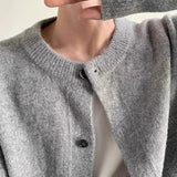 Advbridge Men's Knitted Luxury Button-Down Cardigan Sweatercoat Casual Long Sleeve O Neck Solid Color Vintage Korean Autumn Clothing M-2XL