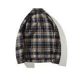 Advbridge  American Retro Red Plaid Jacket England Style Couple Shirt Jackets Autumn New Unisex Coat Three-dimensional Pockets Design