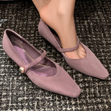 ADVBRIDGE  -  women's natural suede leather 3.5cm kitten heel square toe slip-on Mary Jane pumps elegant ladies slim daily dress heeled shoes