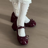 ADVBRIDGE  -  Spring Autumn Thick Heel Women Mary Jane Shoes Fashion Butterfly-knot Height Increase Shoes Ladies Elegant Wedding Party Pumps