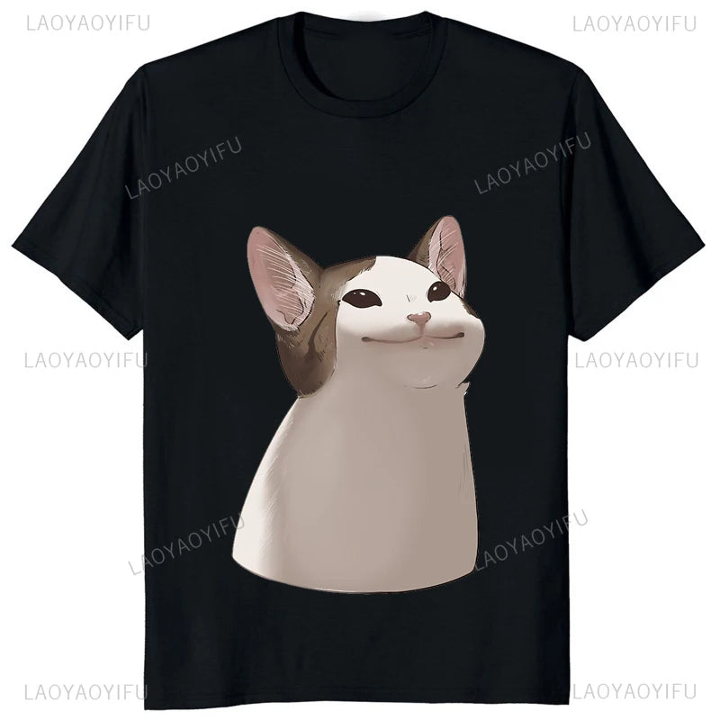 Advbridge Funny Kawaii Cat Meme Graphic Couples T Shirt Dance Happy Cartoon Casual Fashion Women Tshirt Loose Soft Harajuku Man T-shirt