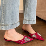 ADVBRIDGE  -  Fashion Bling Rhinestone Decoration Slide Sandals Women Sexy Pointed Toe Comfort Slippers Deluxe Designer Mules Loafers Footwear