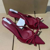 Advbridge Bow Pointed Toe High Heels Sandals Women Brand Designer Shoes Fashion Slides Sexy Slingback Shoes Elegant Mules Sandals Female
