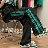 Advbridge Harajuku Fashion Waffle Autumn Thin Pants Men Straight Leg Loose Wide Leg High Street Tide Hanging Casual Sports Ice Silk Pants