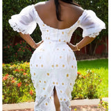 Advbridge White Dress One Should Embroiled Place Wait Cinching Sexy Wrap Against Fitting Slit Women's Modern African Dresses 2024 New