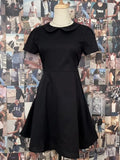 ADVBRIDGE  -  Black Lapel Puff Sleeve Cute Dress Women New Cotton Blend Academic Style Short Dress Chic Waist Tied A-line Sweet Tutu Dress Y2K