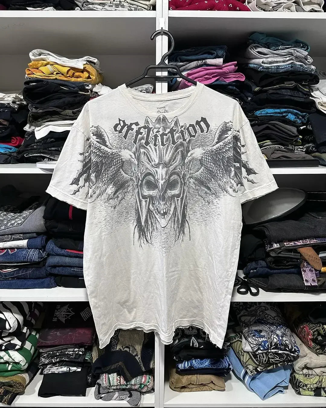 Advbridge Y2K Affliction T shirt Hip Hop skull Printed Round Neck Oversized T shirt Men Women Short Sleeved Goth Clothing Tops Streetwear