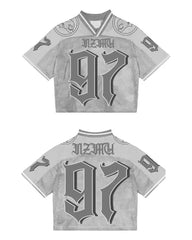 Advbridge American Couple Short-sleeved Number Tshirts Versatile Street Retro Hip-hop Baseball Sportswear Cotton Loose Digital Tshirt 2024