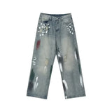 Advbridge Autumn Men's Graffiti Y2K Streetwear Baggy Jeans Hip Hop Fashion Ripped Blue Denim Trousers Punk Straight jean pantalones hombre
