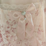 Advbridge Long Sleeve Midi Dress Women Sweet Princess Girls Floral Print Flattering Waist Bow Square Collar Spring Design Elegant Temper