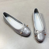 ADVBRIDGE  -  Sweet Bow Round Toe Red Mary Jane Shoes Woman Luxury High Quality Patent Leather Ballet Flats Comfort Soft Sole Wedding Shoes
