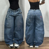 Advbridge New American Trend Vintage Hip Hop Letter Embroidery Pattern Baggy Jeans Men And Women Y2K Harajuku Gothic Wide Pants Streetwear