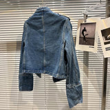 Advbridge Womens Slim Metal Rib Button Design Denim Top Short Style Fashion Outer Washed Jacket Women'S Clothing Spring Autumn New