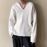Advbridge 2025 Spring Fall Casual Mens Knit Jumper Tops Long Sleeve V Neck Knitted Sweaters Men Vintage V Neck Slim Fit Knitting Pullovers