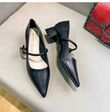 Advbridge 2024 Woman Elegant Summer French Pointed Toe Mary Janes Casual Chunky Heels Female Retro Shoes Low Heeled Women Shoes Q130