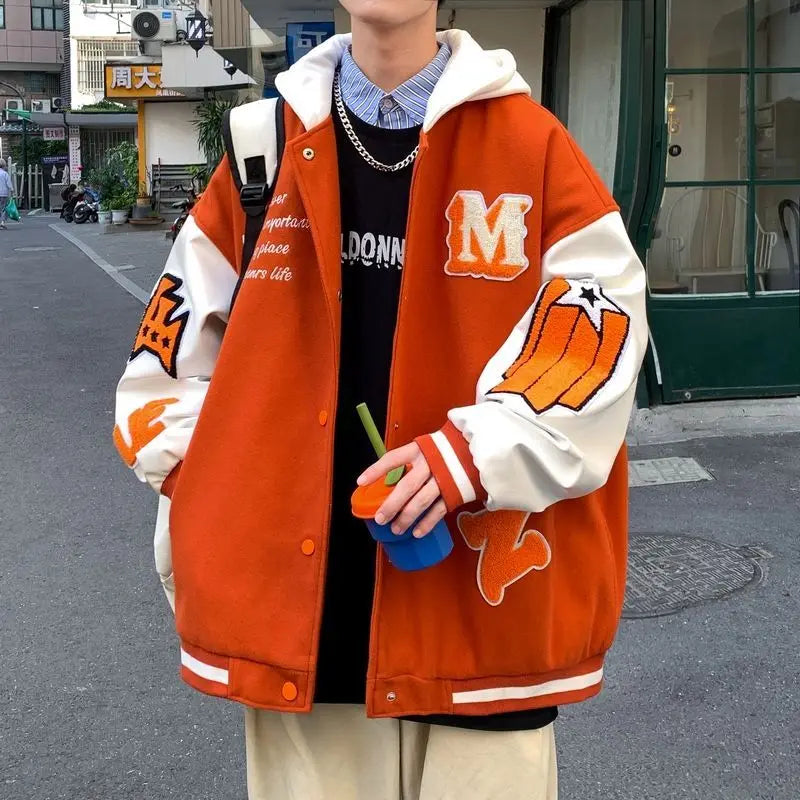 ADVBRIDGE  -  Hip-hop Coat American Retro Joker Coat Men's INS Explosions Baseball Uniform Printing New Loose Leisure Sports Couple Coat