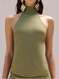 Advbridge New Solid Color Sleeveless Women's Halter Top Sexy Slim Fit Off Shoulder Chic Shirts 2025 Lady High Street Seaside Vacation Tops
