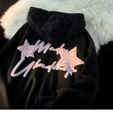 Advbridge Y2K Zipper Hoodie Women 2023 new Fried Street Star Letter print spliced cardigan hoodie women fashion loose coat top streetwear