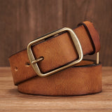 Advbridge Thick Cowhide Copper Pin Buckle Real Genuine Leather Belt For Jeans Fashion Casual Belt Men Waistband Retro Luxury Male Strap