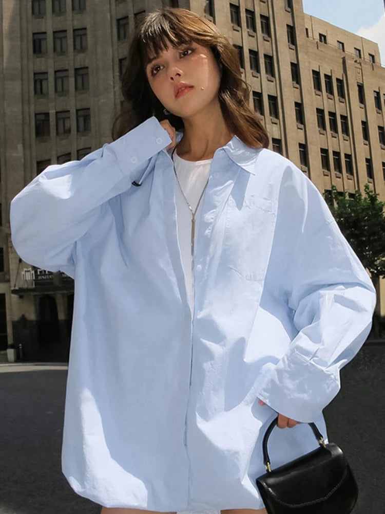 Advbridge Oversized Shirts Dress Women 2024 New Fashion Baggy Turn Collar Cover-up Femme Casual Loose Holiday Beach Dresses Womens