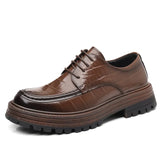 Advbridge 2025 Spring New Designer Leather Loafers Men Fashion Casual Platform Shoes Male British Style Stone Pattern Platform Shoes Men