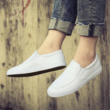 ADVBRIDGE  -  Spring Summer Men Flat Soft Leather Shoes Non-slip Fashion Slip on Male Black White Shoes KA1187