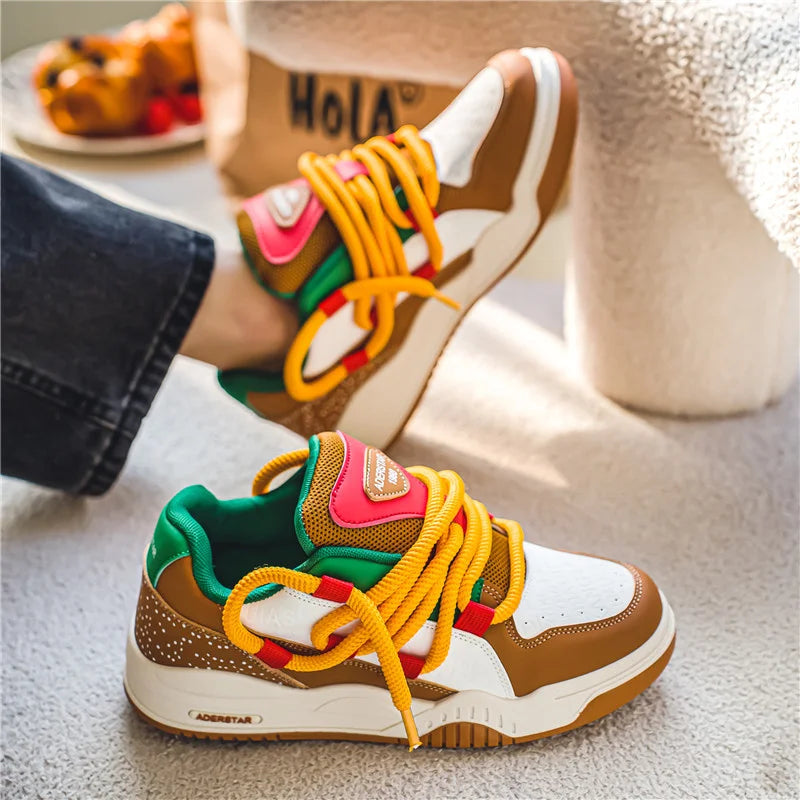 Advbridge Hamburger Sneakers Men Original Luxury Skateboard Shoes Men Casual Sports Shoes Street Hip Hop Men's Trendy Skate Shoes