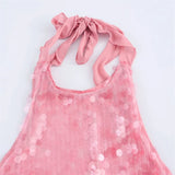 ADVBRIDGE  -  Vestidos Summer Party Dresses Women Sexy Sequined Backless Halter Pink Mini Dress Women Party Bodycon Dress Club Wear