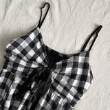 ADVBRIDGE  -  Hot Girl Chic Y2k Loose Plaid Black Dress Women Gothic Vintage Sexy Sling Summer Off Shoulder Dresses Hepburn Retro A-line Dress
