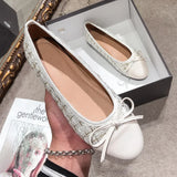 Advbridge Ballerina Women's Flat Shoes Comfort Round Toe Ladies Loafers Elegant Bowknot Women's Single Shoes Slip on Soft Moccasins Flats