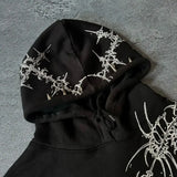 Advbridge Dark Gothic geometric pattern printed oversized pullover hoodies women Y2K street hip-hop rock trend couple versatile sweatshirt
