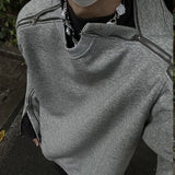 Advbridge Men's Chic Zipper Sweatshirt Light Luxury Long Sleeve Solid Color O Neck Korean Popular Retro Loose Leisure Streetwear Clothing
