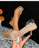 ADVBRIDGE  -  Women's Sandals High Heels Sandals For PVC Woman Shoes Summer Sandalias Mujer Bling Bling Heeled Sandals Summer Luxury Footwear