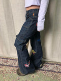 Advbridge Y2k Graphic Cargo Jeans Women Harajuku Grunge Low Waist Denim Trouser Vintage High Street Aesthetic Japanese 2000s Jeans
